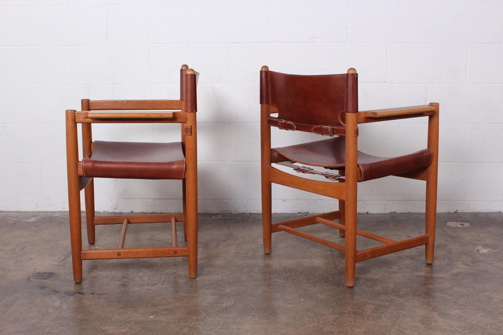 Set of Eight Oak and Leather Chairs by Børge Mogensen 8
