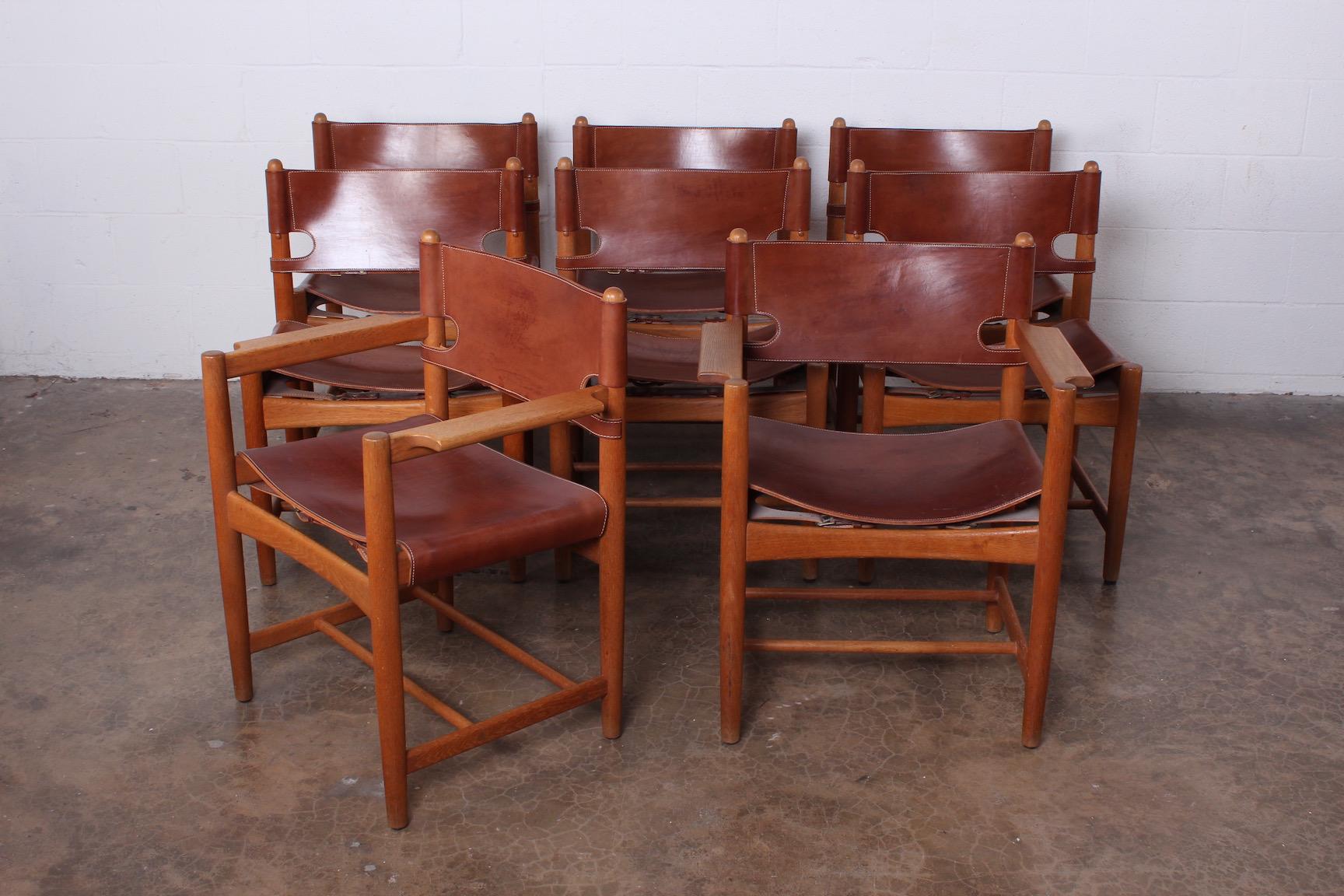 Set of Eight Oak and Leather Chairs by Børge Mogensen 10