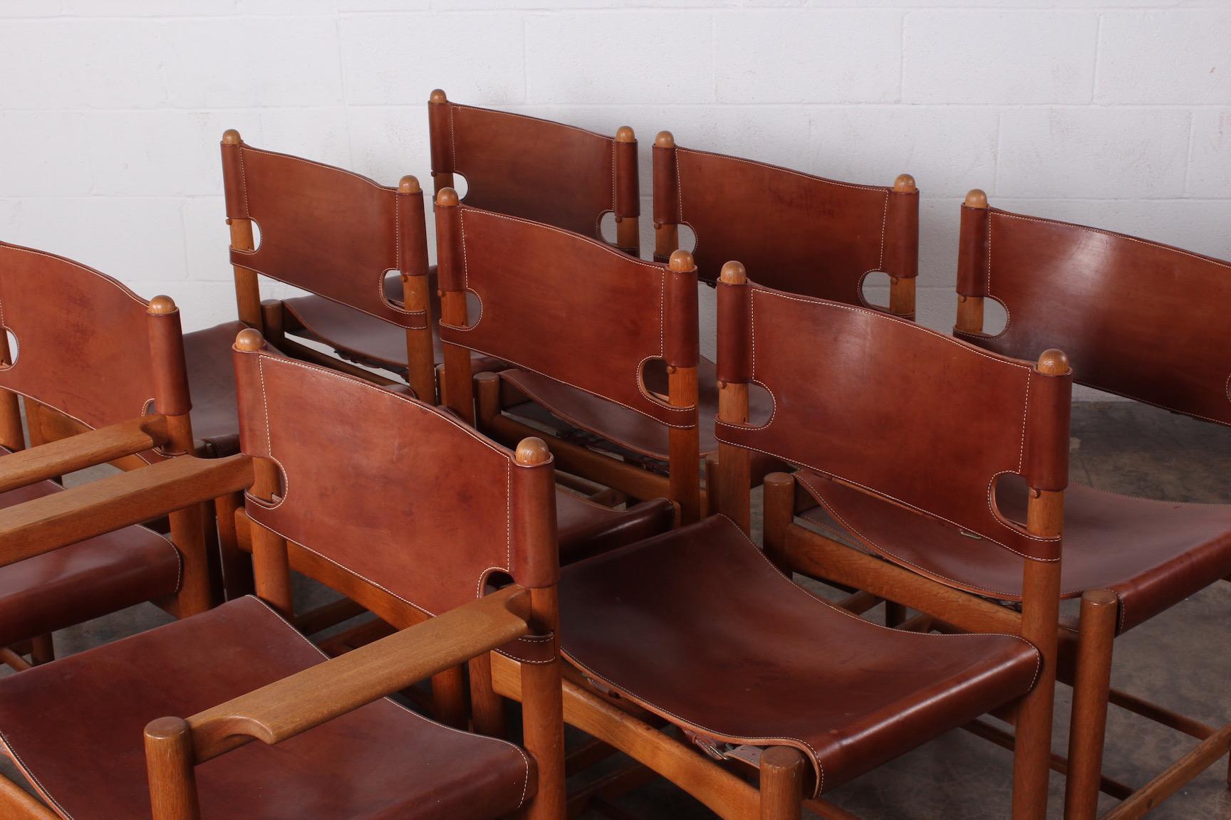 Set of Eight Oak and Leather Chairs by Børge Mogensen 11