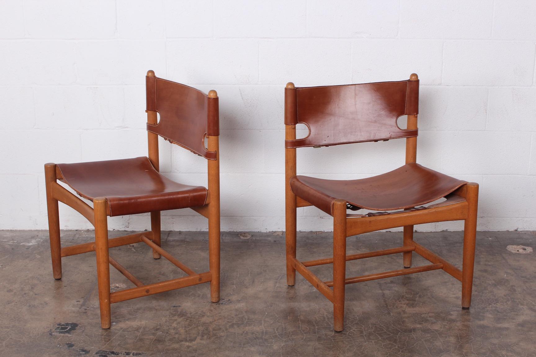 Set of Eight Oak and Leather Chairs by Børge Mogensen In Good Condition In Dallas, TX