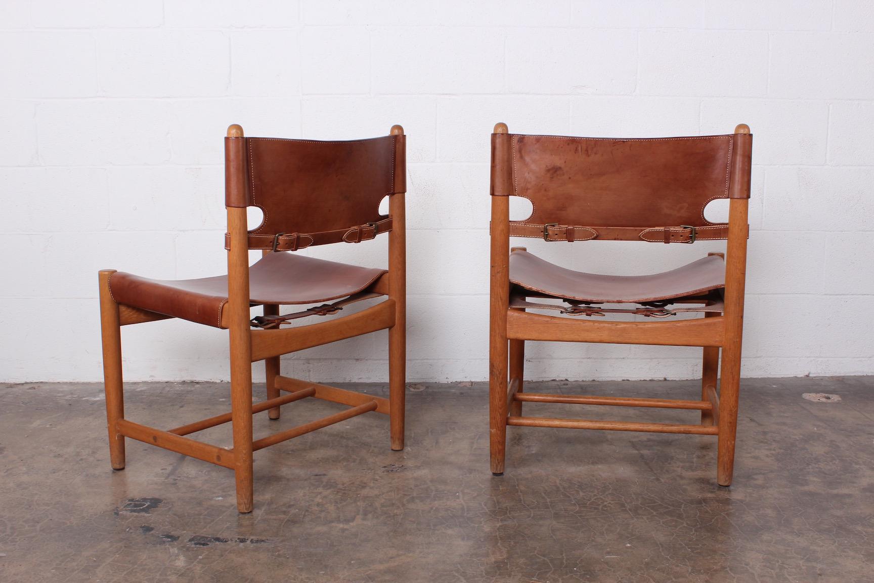 Set of Eight Oak and Leather Chairs by Børge Mogensen 2