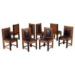 Set of Eight Oak Art Deco Haagse School Chairs by Randoe Haarlem, 1920s