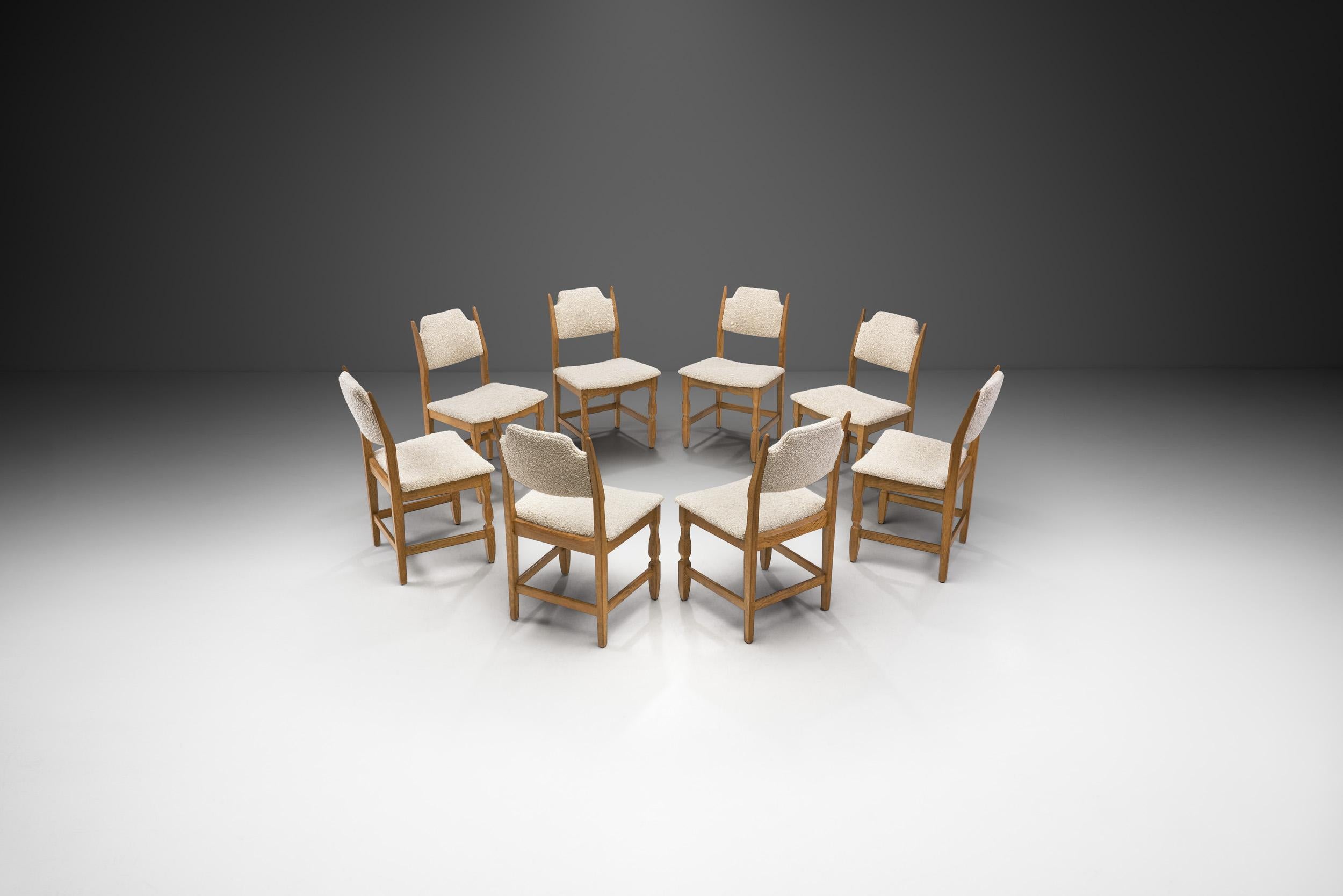 Scandinavian Modern Set of Eight Oak Dining Chairs by Henning Kjærnulf, Denmark, 1960s