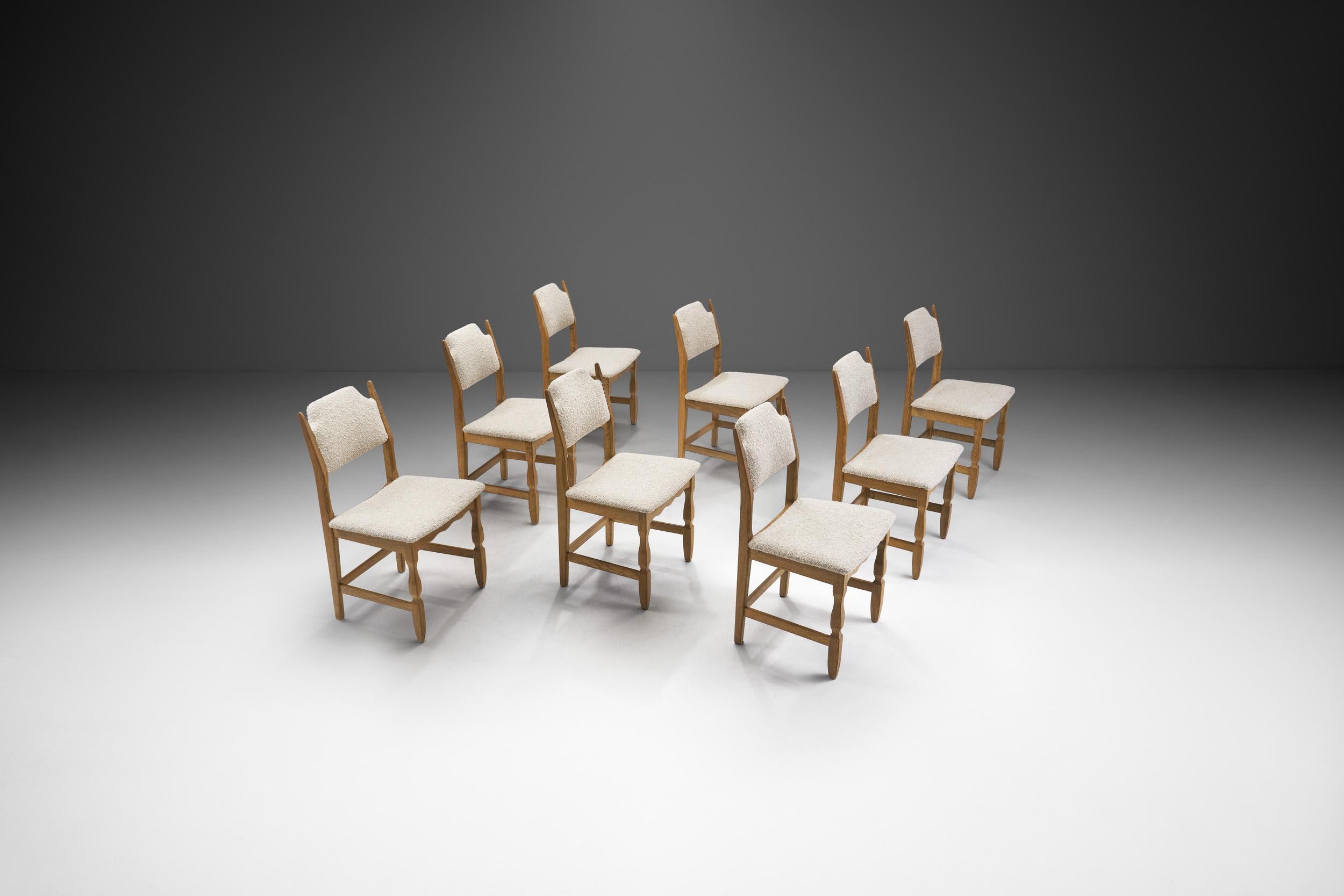 Danish Set of Eight Oak Dining Chairs by Henning Kjærnulf, Denmark, 1960s