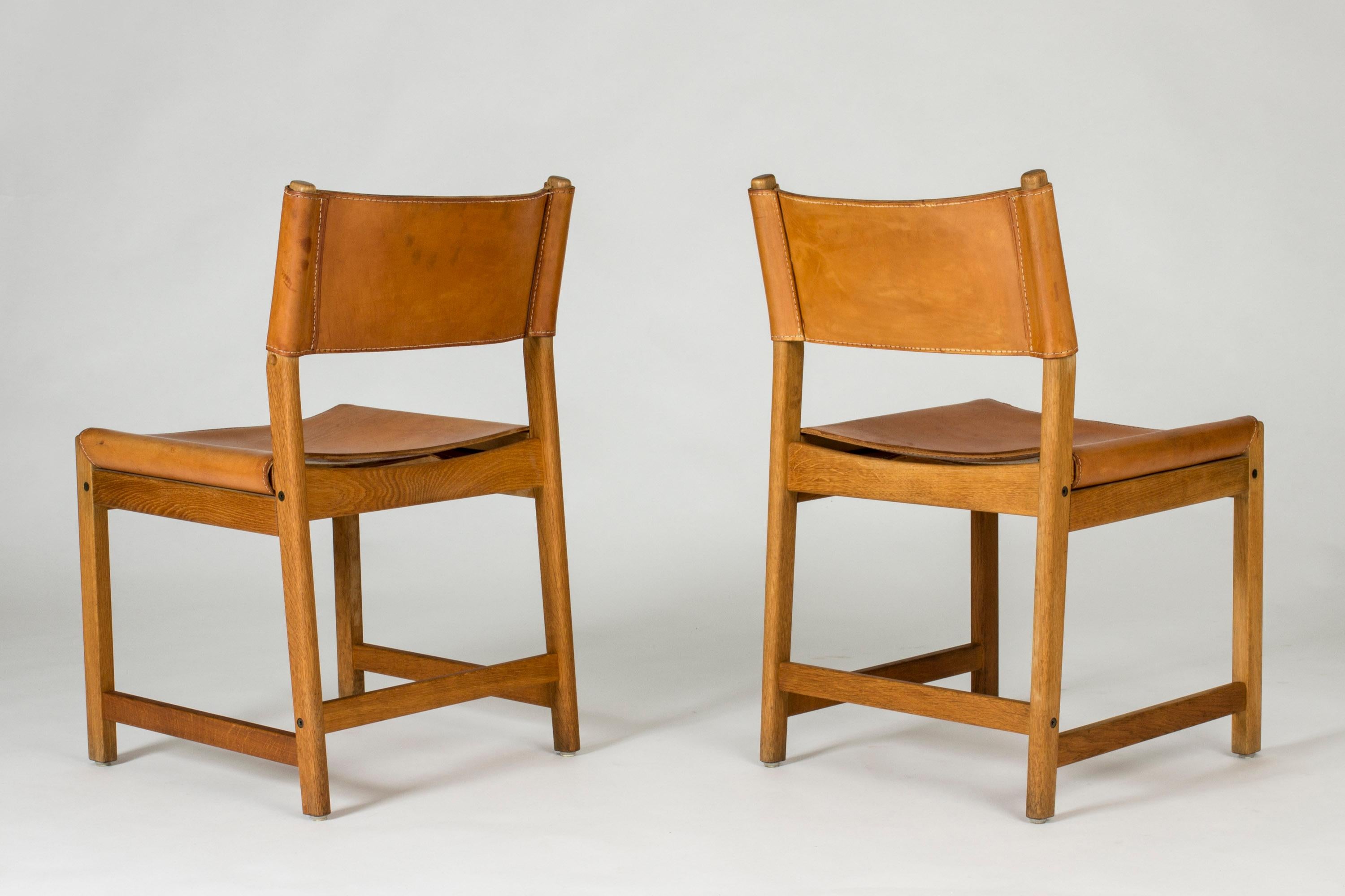 Leather Set of Eight Oak Dining Chairs by Kurt Østervig for Sibast, Denmark, 1960s