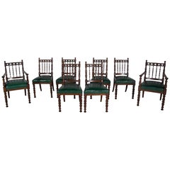 Antique Set of Eight Oak Dining Chairs