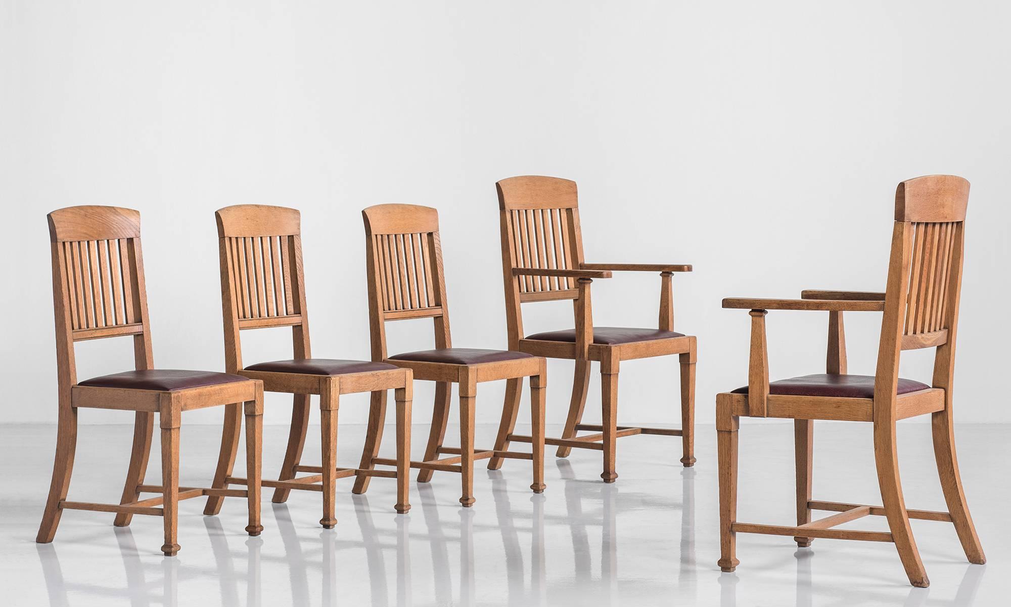 Edwardian Set of Eight Oak Dining Chairs, circa 1900