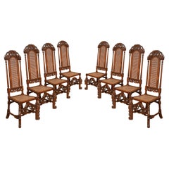 Antique Set of Eight Oak High Back Chairs