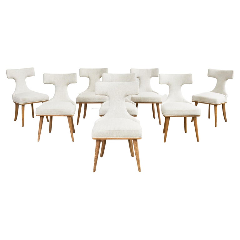 Set of Ten Oak Klismos Style Dining Chairs by Uttermost For Sale at 1stDibs