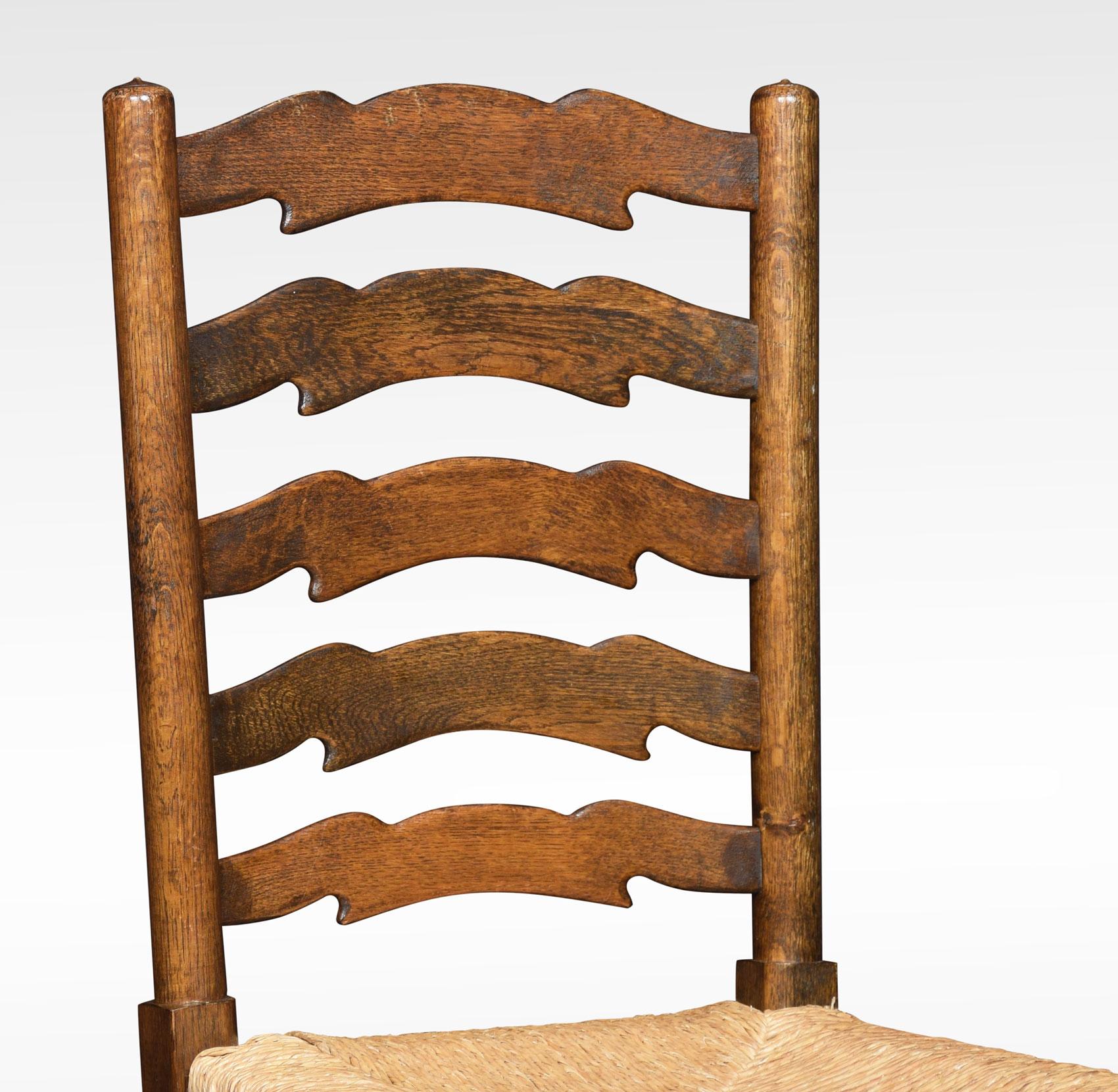 Set of Eight Oak Ladder Back Dining Chairs 2
