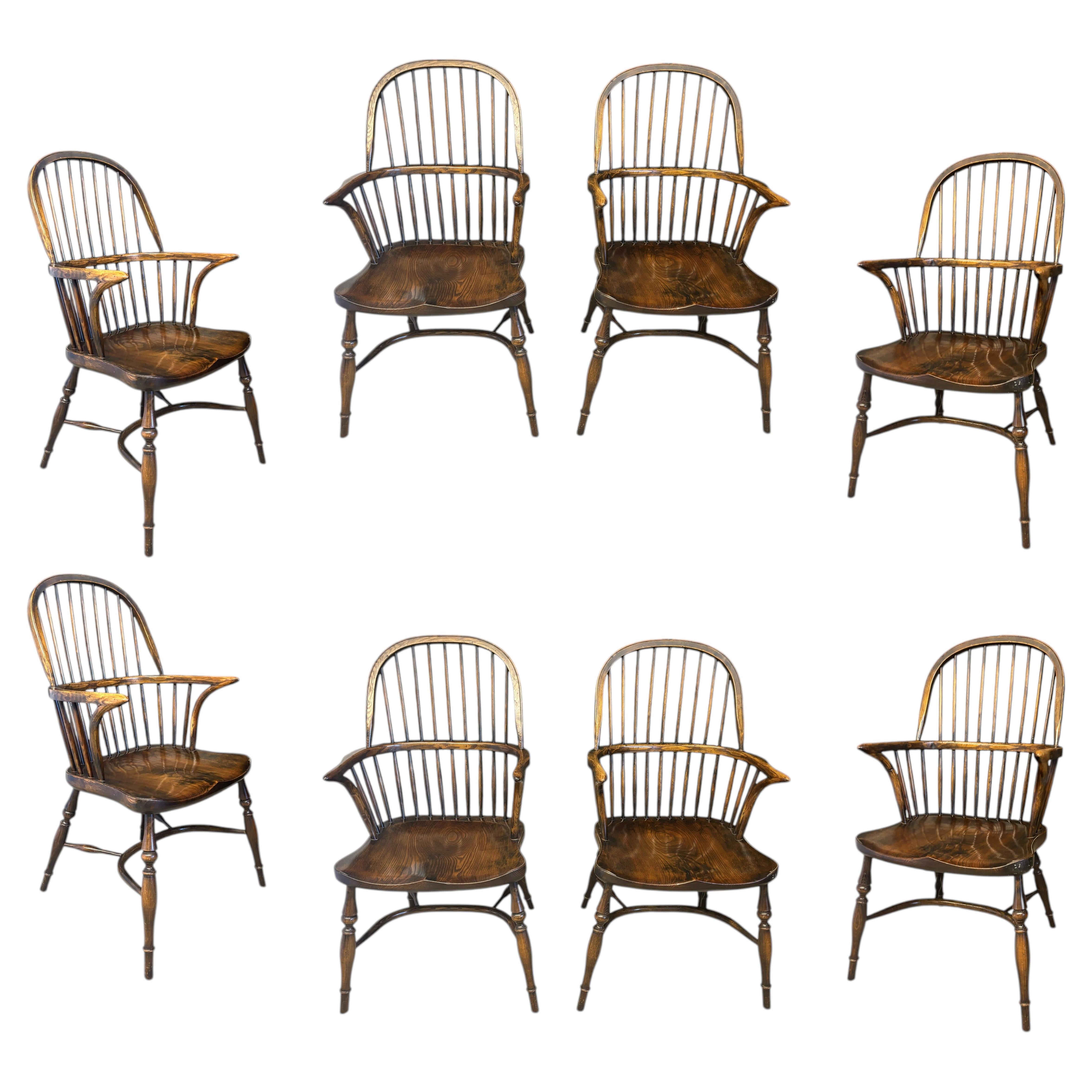 Set Of Eight Oak Windsor Armchairs