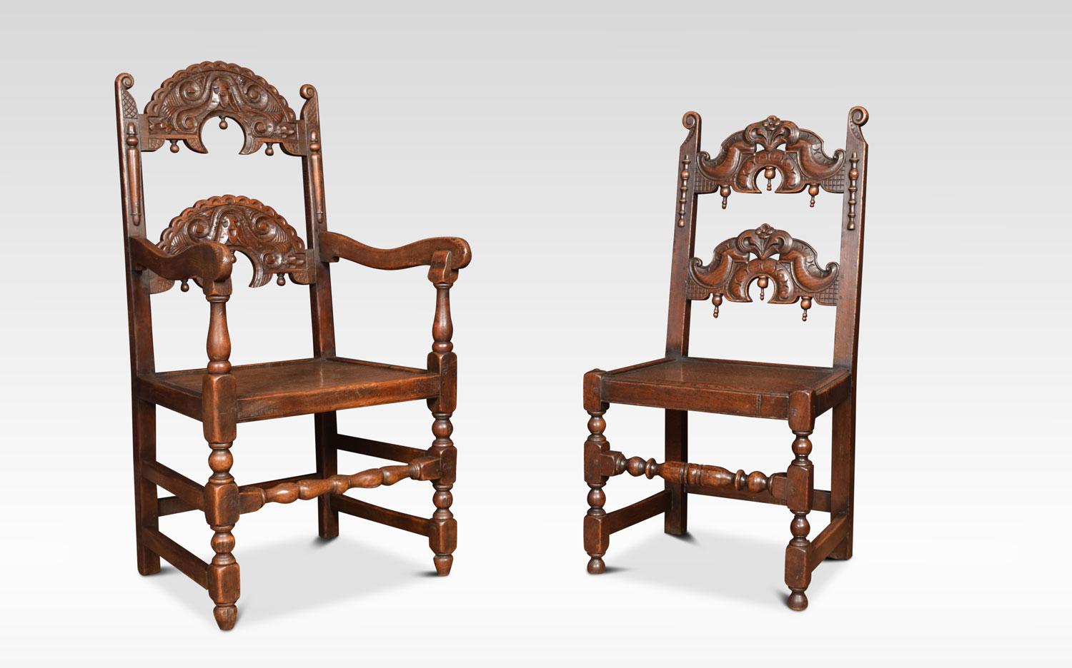 British Set of Eight Oak Yorkshire Dining Chairs