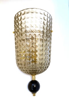 Set di otto luci da parete Demilune in vetro di Murano in stile Art Deco, in stock