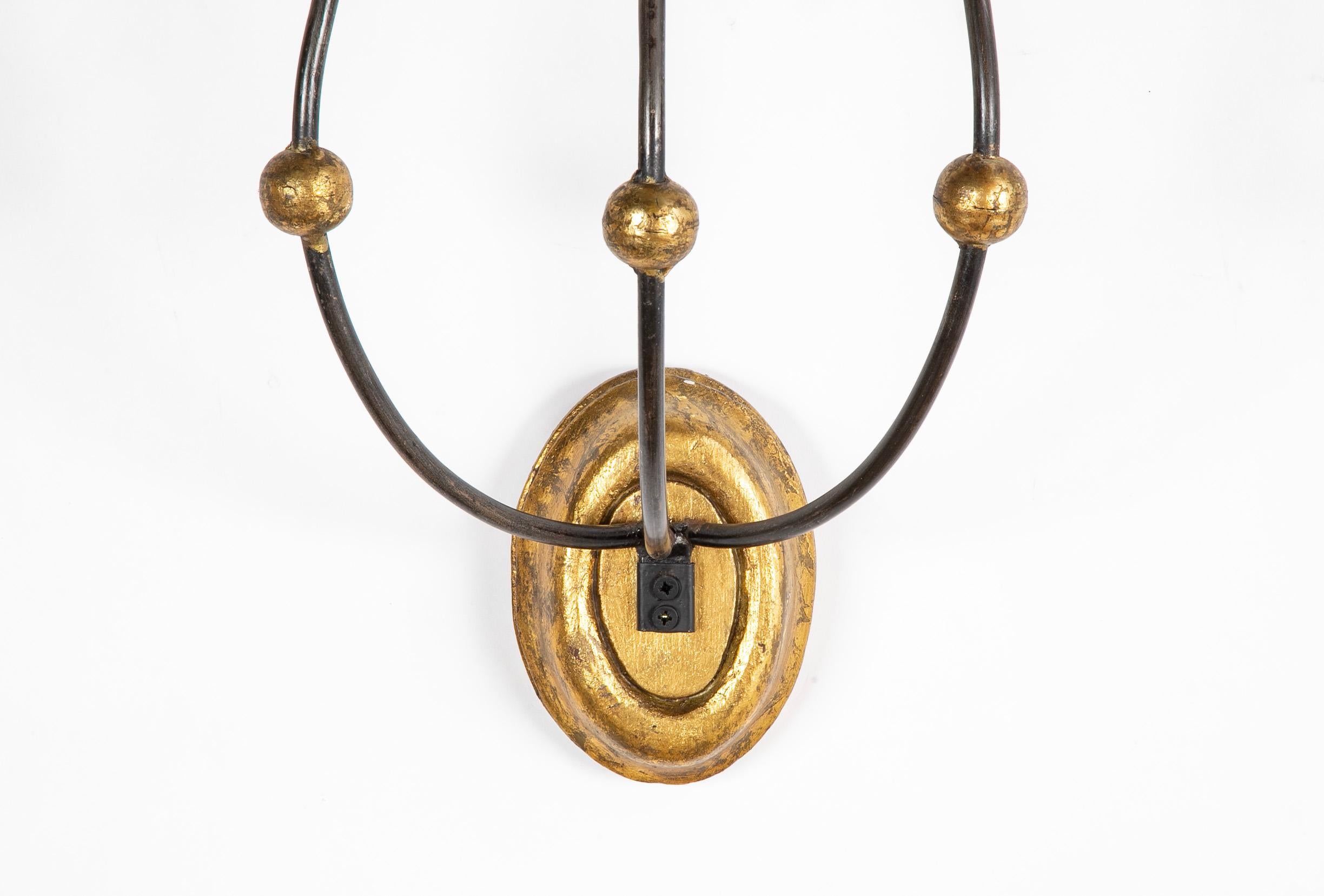 Set of Eight of Italian Iron Tole and Gilt Wood Sconces Priced per Pair For Sale 4