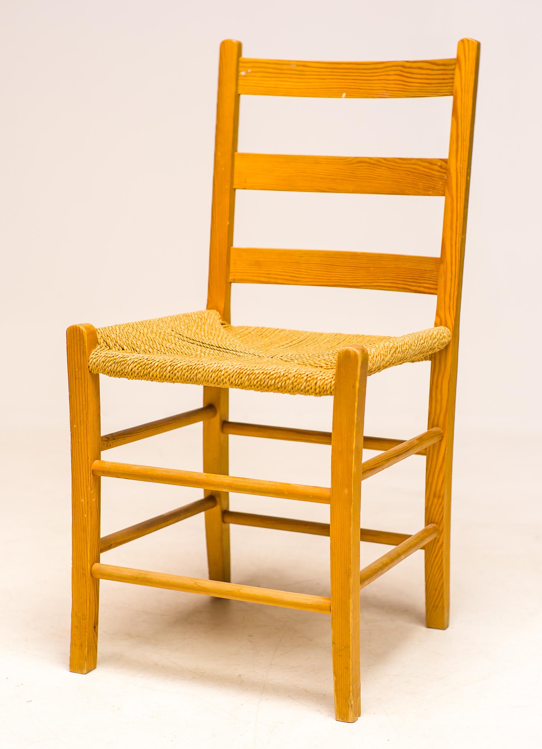 Set of Eight Oregon Pine Ladder Chairs In Good Condition For Sale In Dronten, NL
