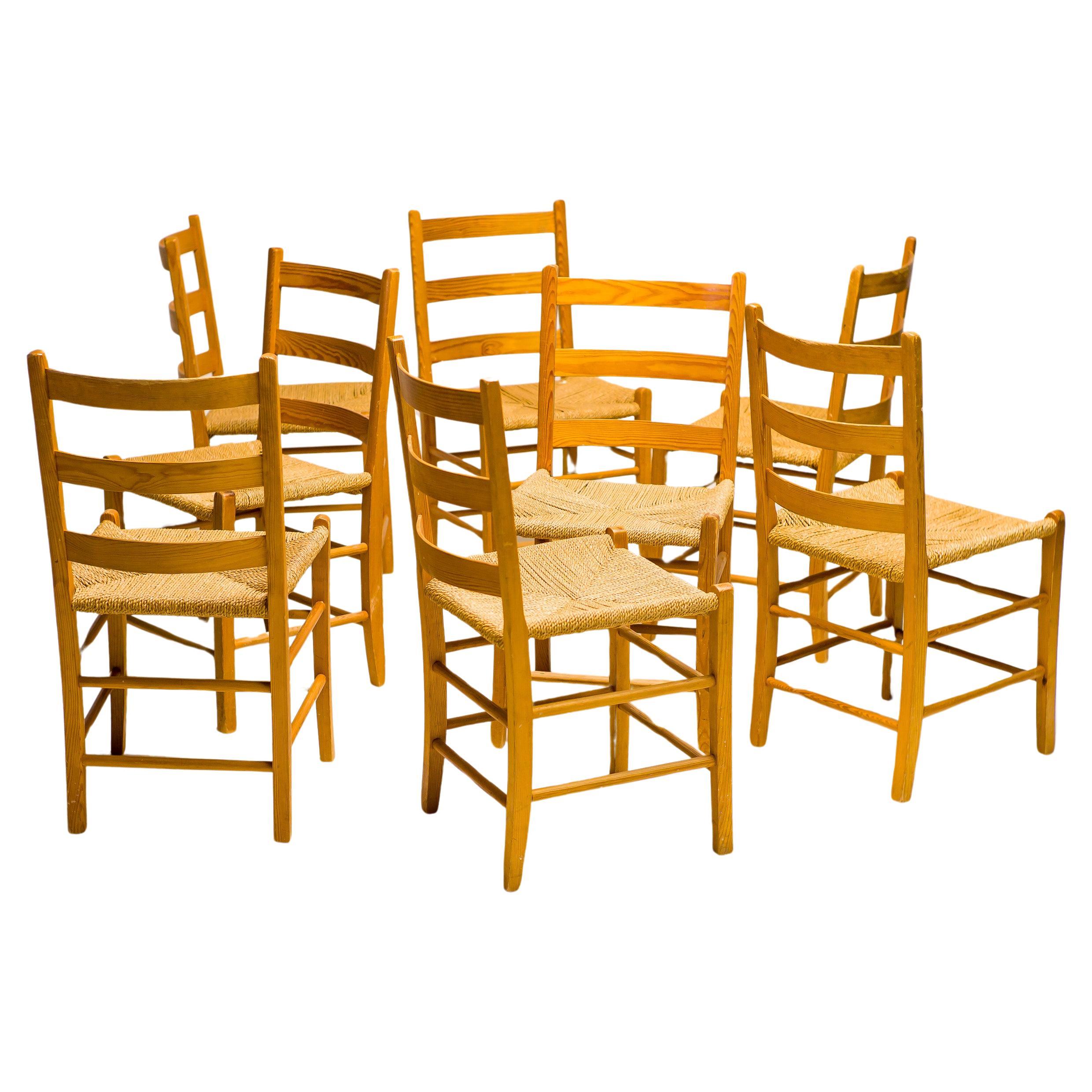 Set of Eight Oregon Pine Ladder Chairs