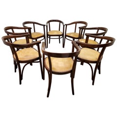 Antique Set of Eight Original Austrian Bentwood Armchairs by Thonet