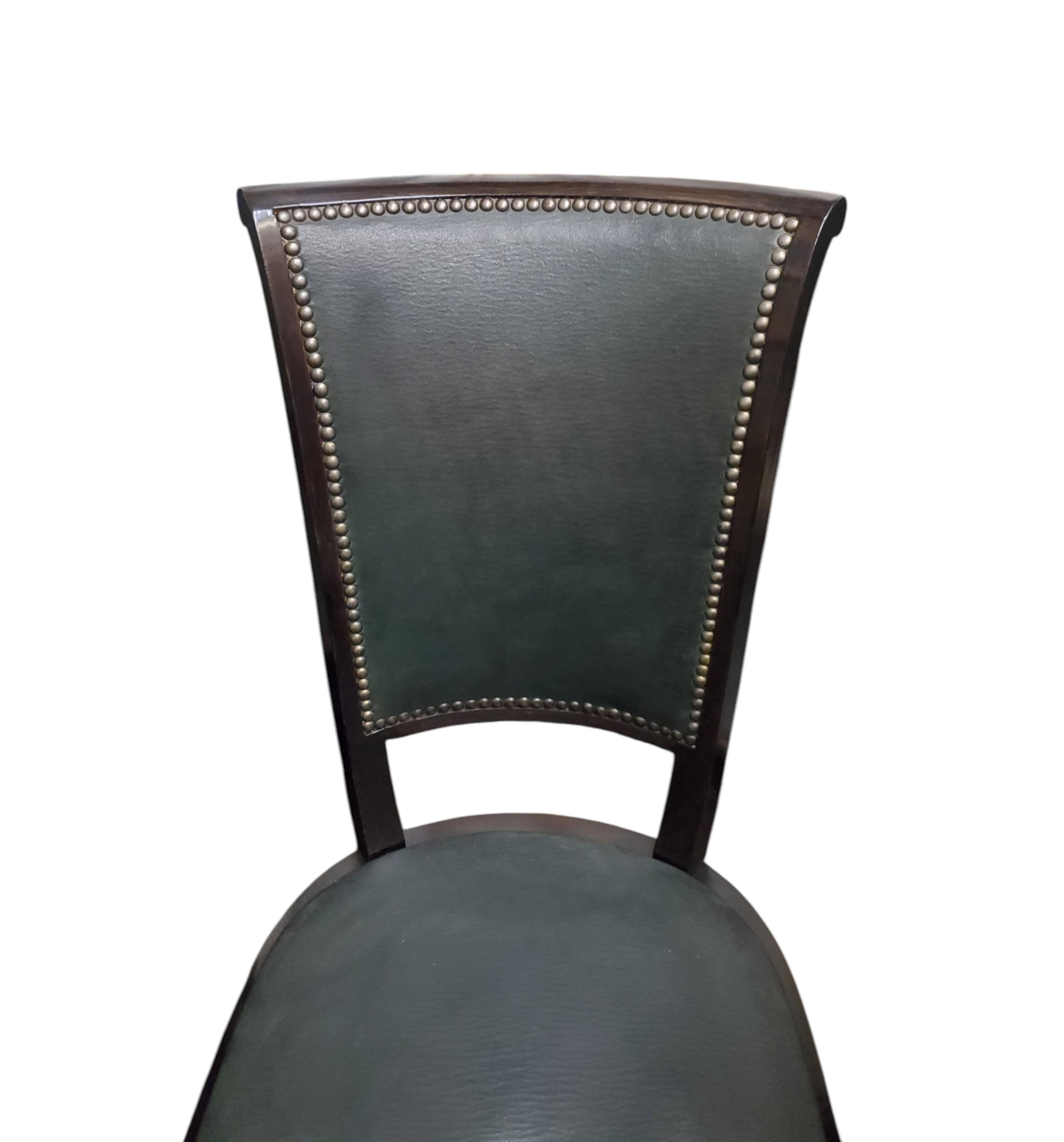 Set of eight original French ebonized wood dining room chairs- Saint Etienne For Sale 5