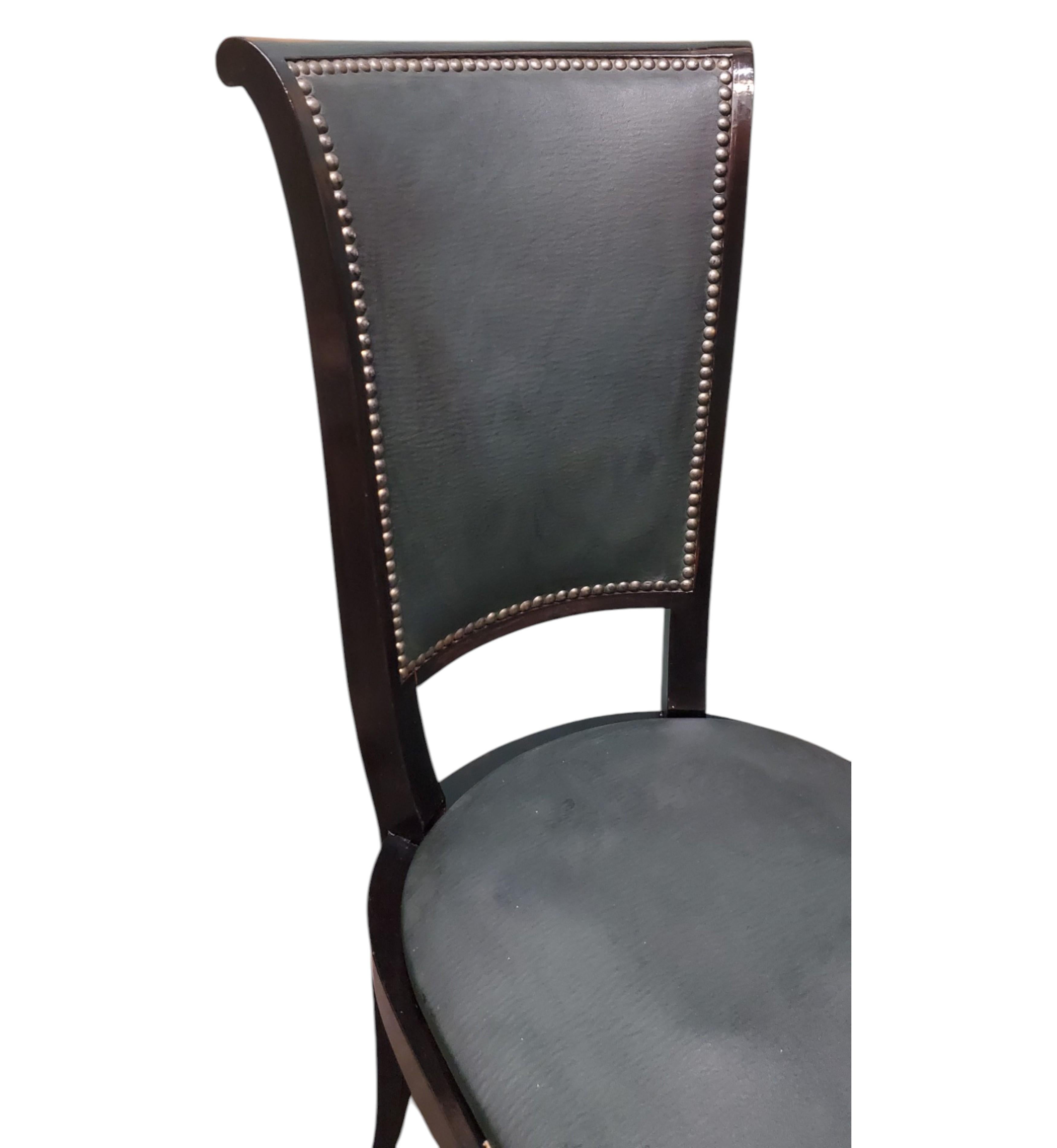 Set of eight original French ebonized wood dining room chairs- Saint Etienne In Good Condition For Sale In New York City, NY