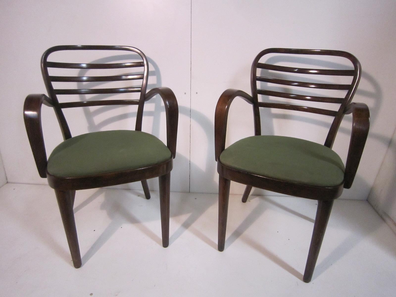 Set of Eight Original Josef Frank Bentwood Chairs, Six Sides and Two Arms 4