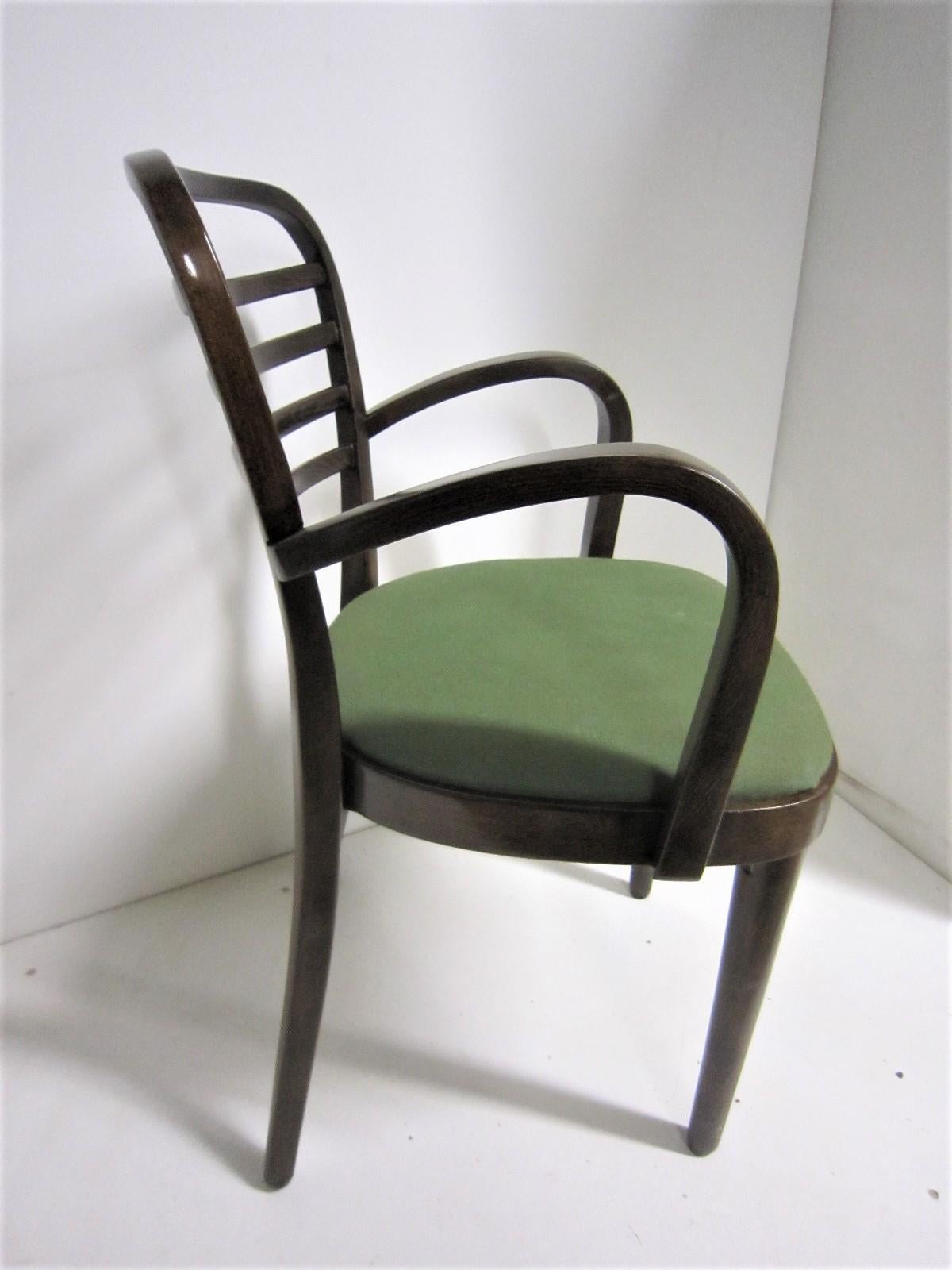 Set of Eight Original Josef Frank Bentwood Chairs, Six Sides and Two Arms 6