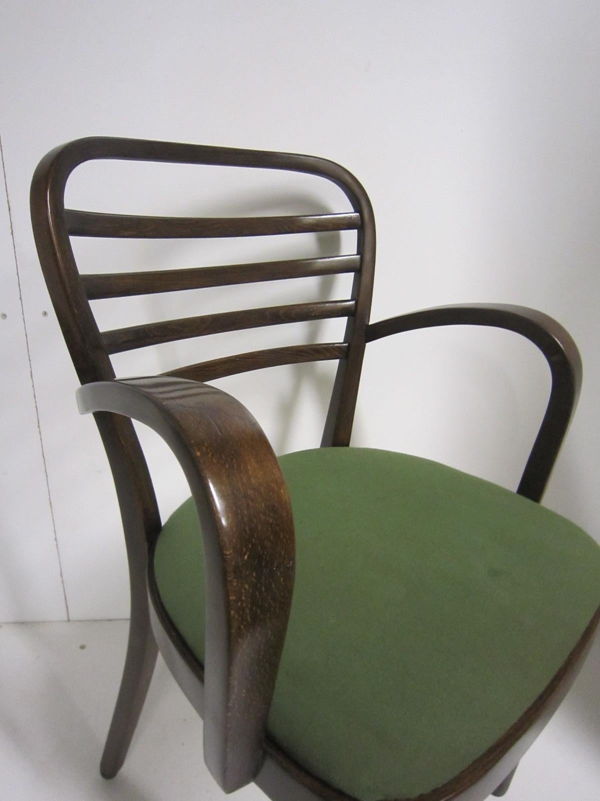 Set of Eight Original Josef Frank Bentwood Chairs, Six Sides and Two Arms 8