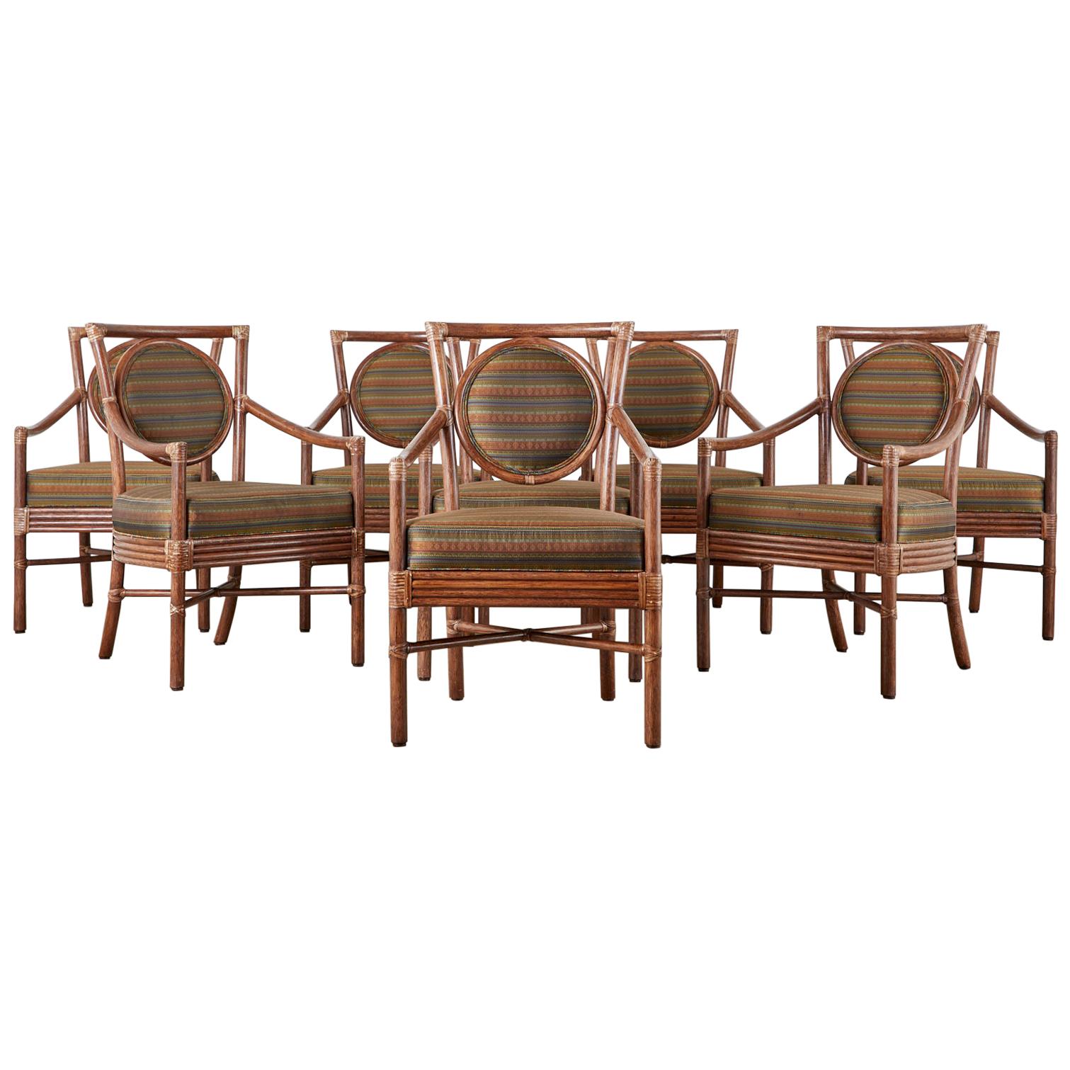 Set of Eight Orlando Diaz-Azcuy for McGuire Salon Chairs For Sale