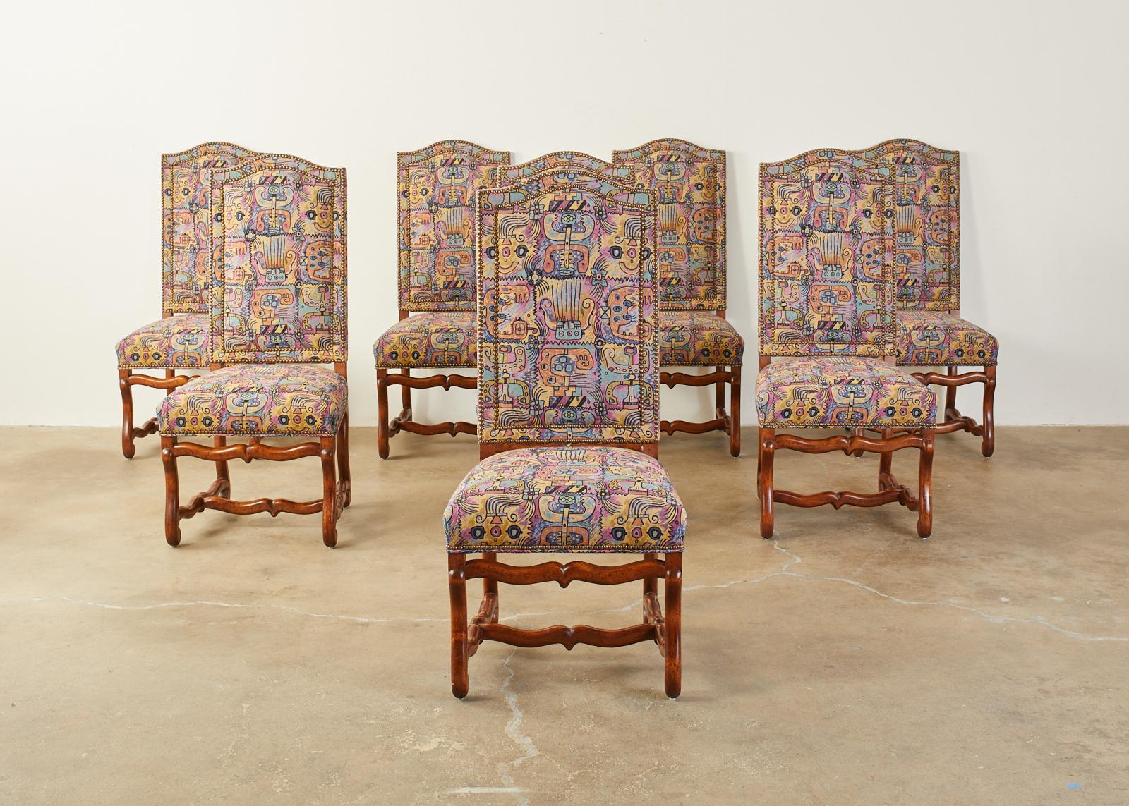 Louis XIV Set of Eight Os de Mouton Dining Chairs Modern Redux For Sale