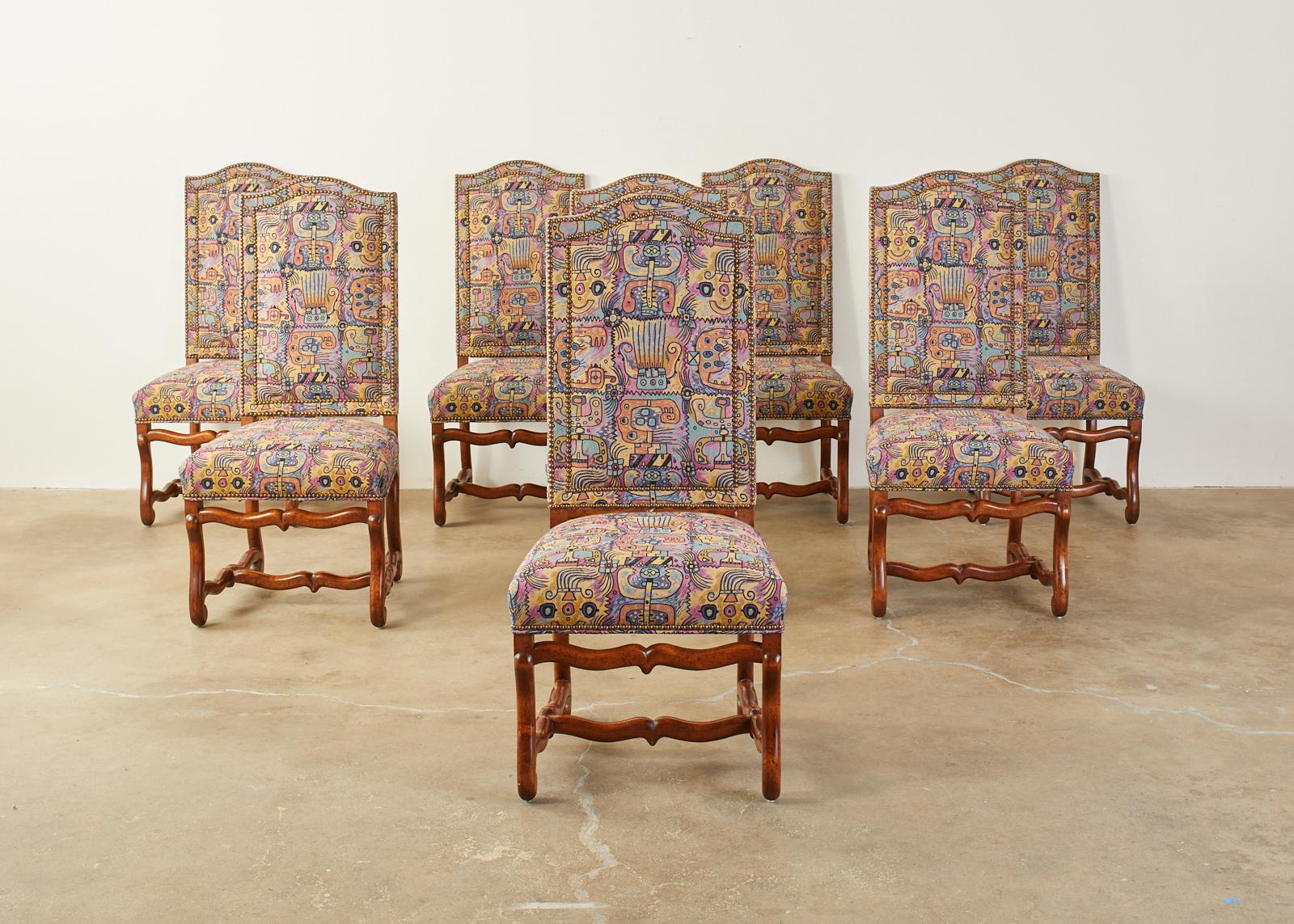 Luigi XIV Set di otto sedie da pranzo Os de Mouton Modern Redux in vendita