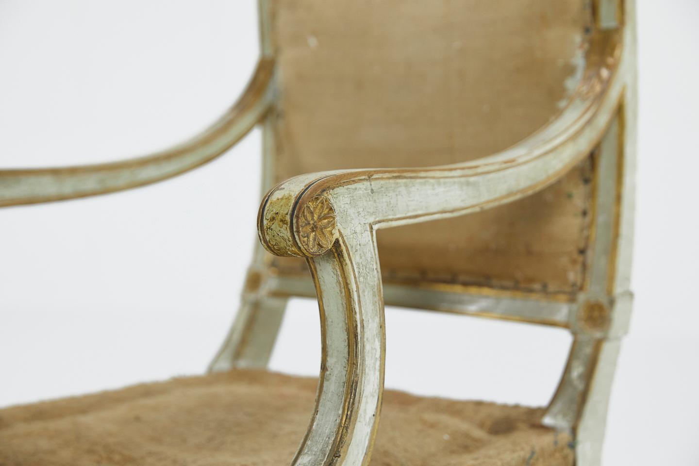 18th Century and Earlier Set of Eight Painted 18th Century Italian Dining Chairs
