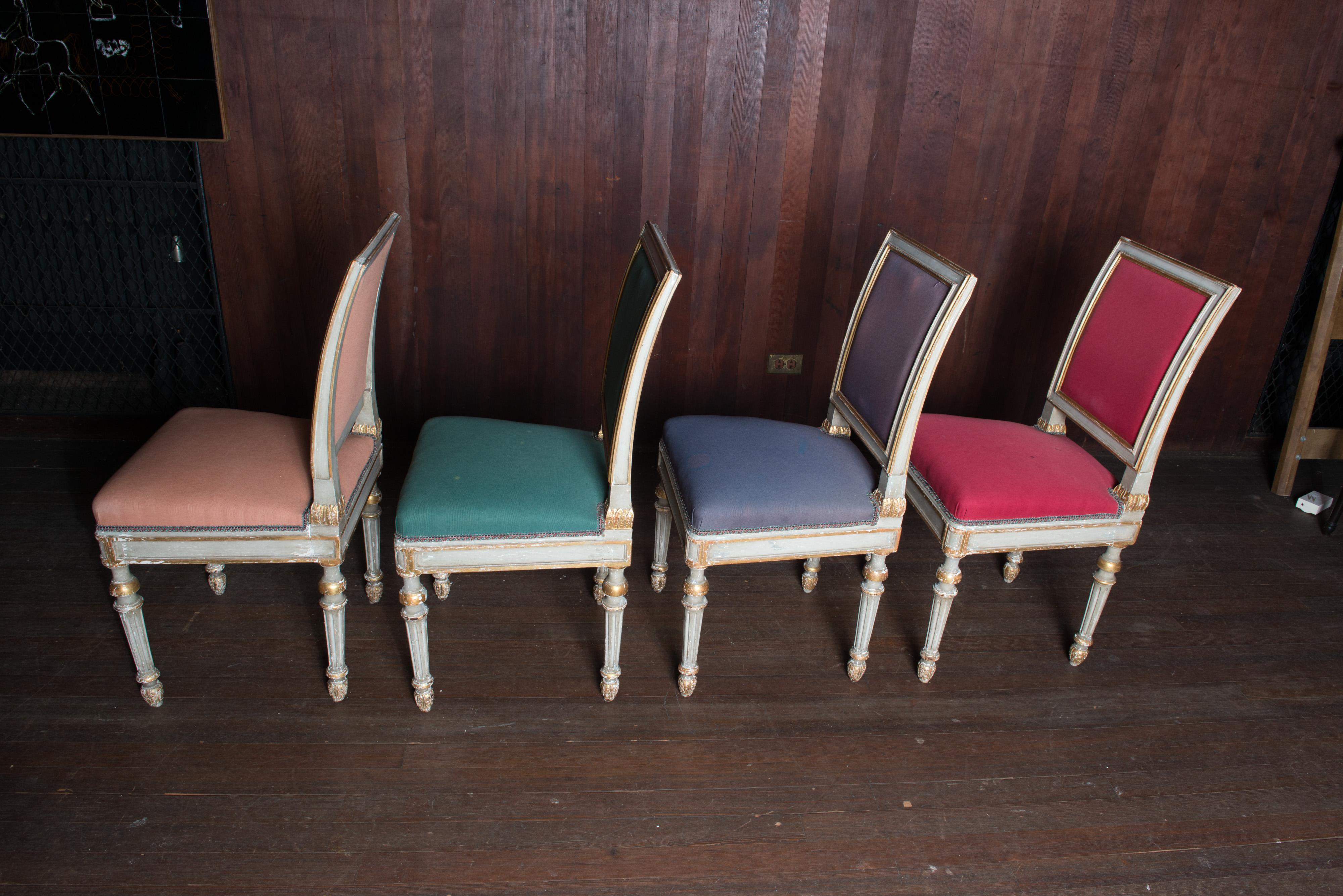 Set of Eight Painted Italian Dining Chairs For Sale 8