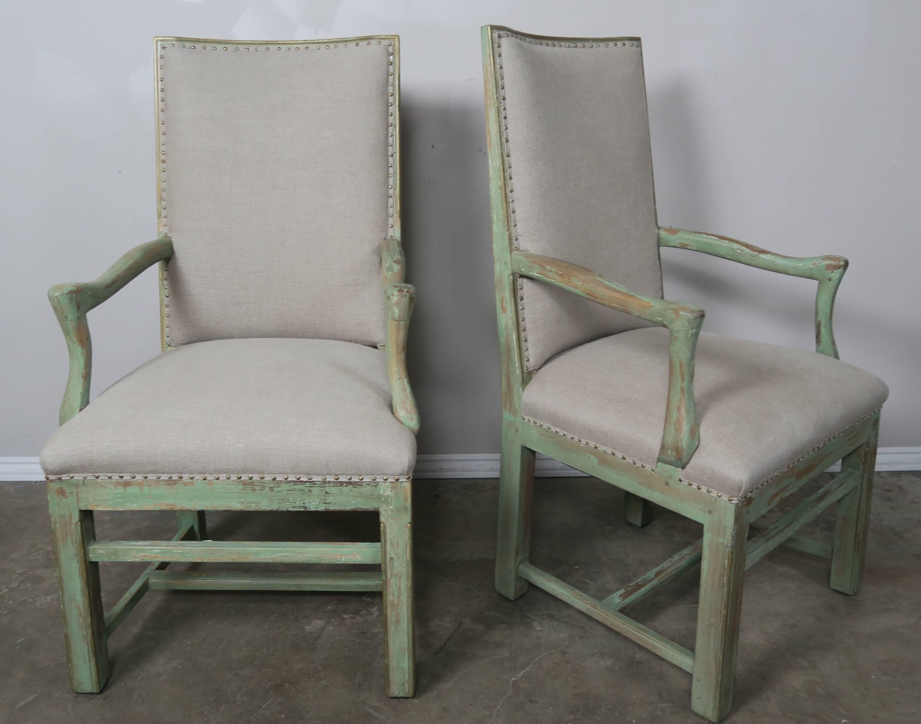 Mid-20th Century Set of Eight Painted Swedish Dining Chairs