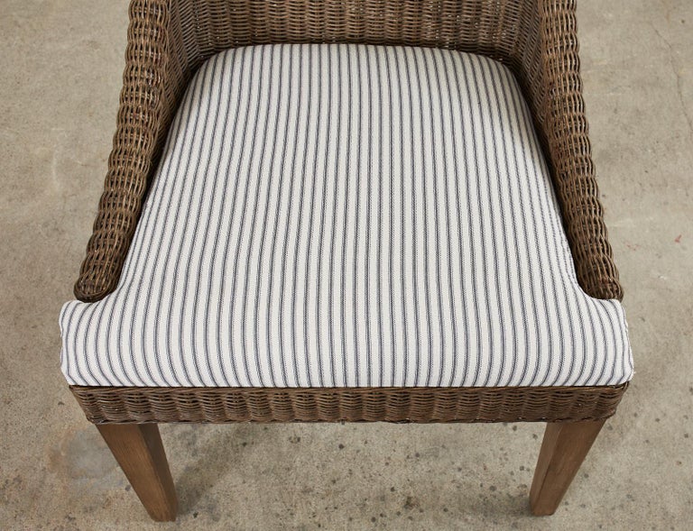 Set of Eight Palecek Organic Modern Rattan Wicker Dining Chairs For ...