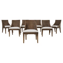 Set of Eight Palecek Organic Modern Rattan Wicker Dining Chairs