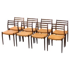 Set of eight palisander dining chairs, model 78, designed by Niels O. Møller