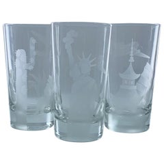 Set of Eight Pan Am Destination Glasses