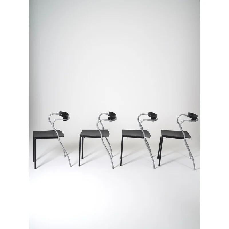 Mid-Century Modern Set of Eight Pascal Mourgue for Artelano Rio Side or Dining Chairs France 1990s For Sale
