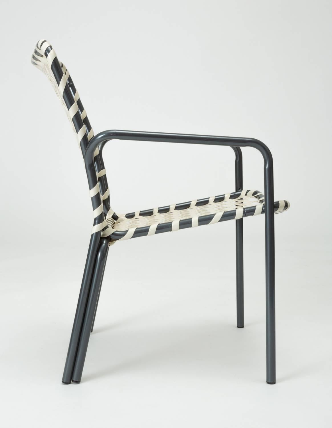 Powder-Coated Set of Eight Patio Dining Chairs by Ames Aire