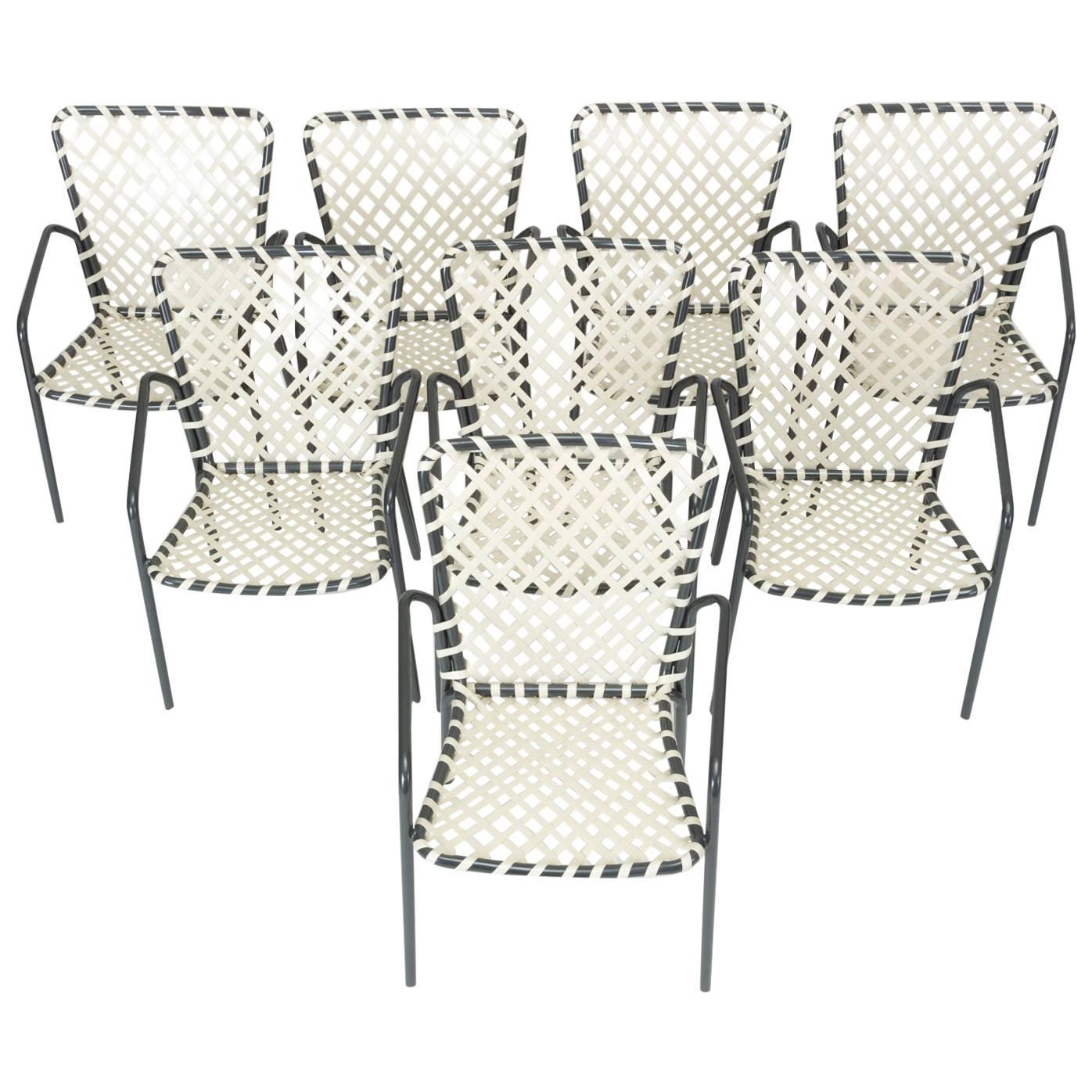 Set of Eight Patio Dining Chairs by Ames Aire