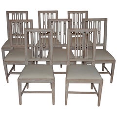 Set of Eight Period Swedish Gustavian Dining Chairs