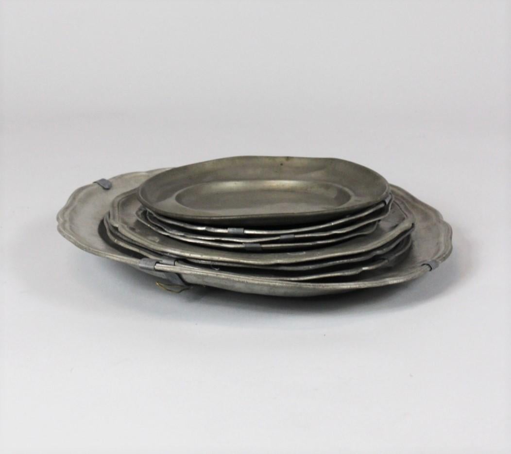 Czech Set of Eight Pewter Plates, 18th Century