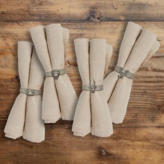 Set of Eight Pewter Safari Themed Napkin Rings