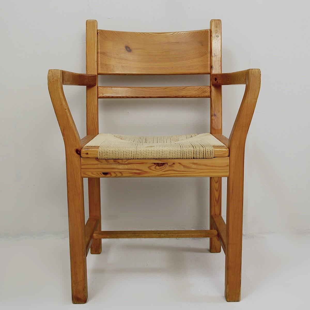 Set of Eight Pine Dining Danish Chairs with Rope Seat 1980' For Sale 1
