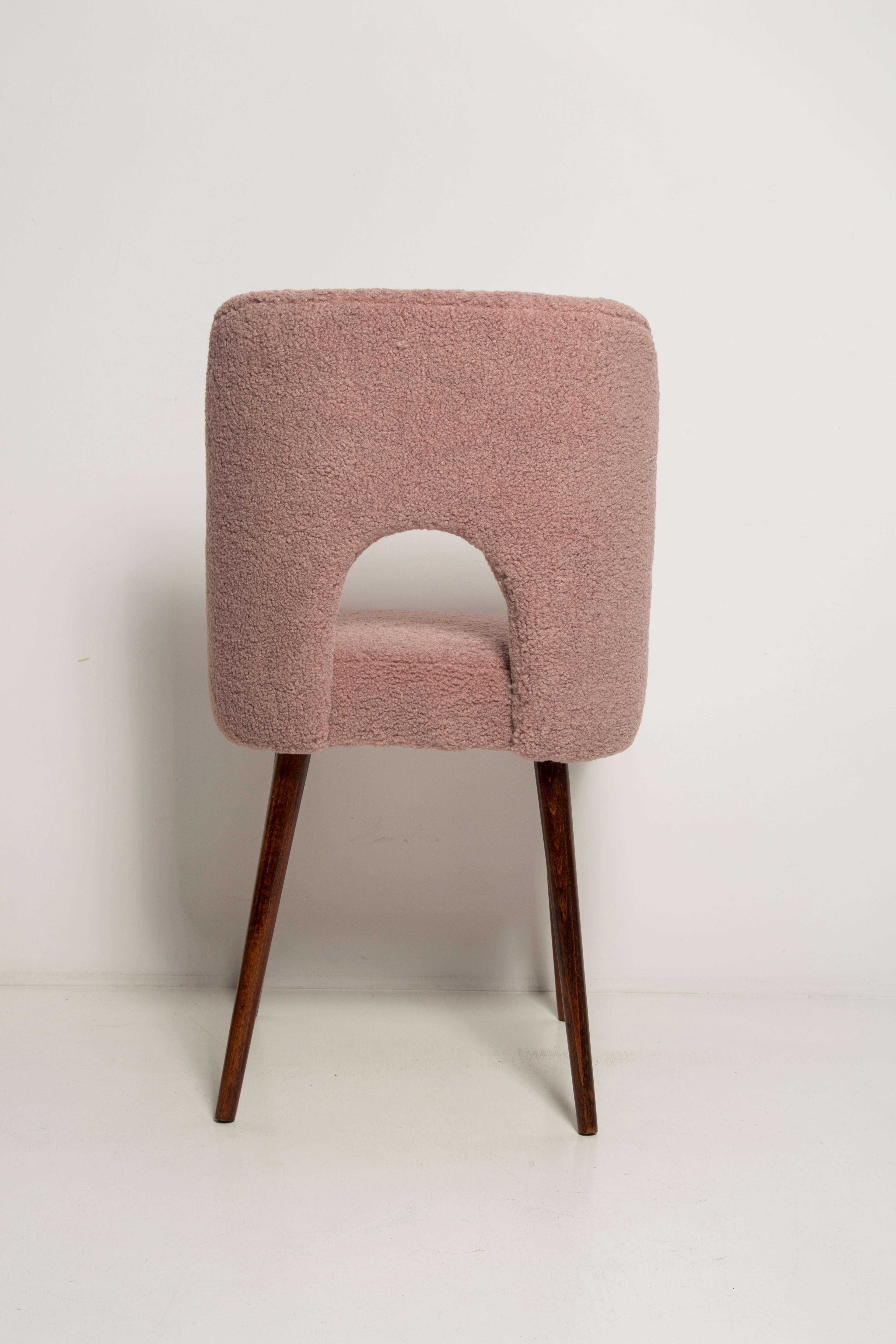 Satz von acht rosafarbenen Boucle-Stühlen „Shell“, Europa, 1960er Jahre im Angebot 2