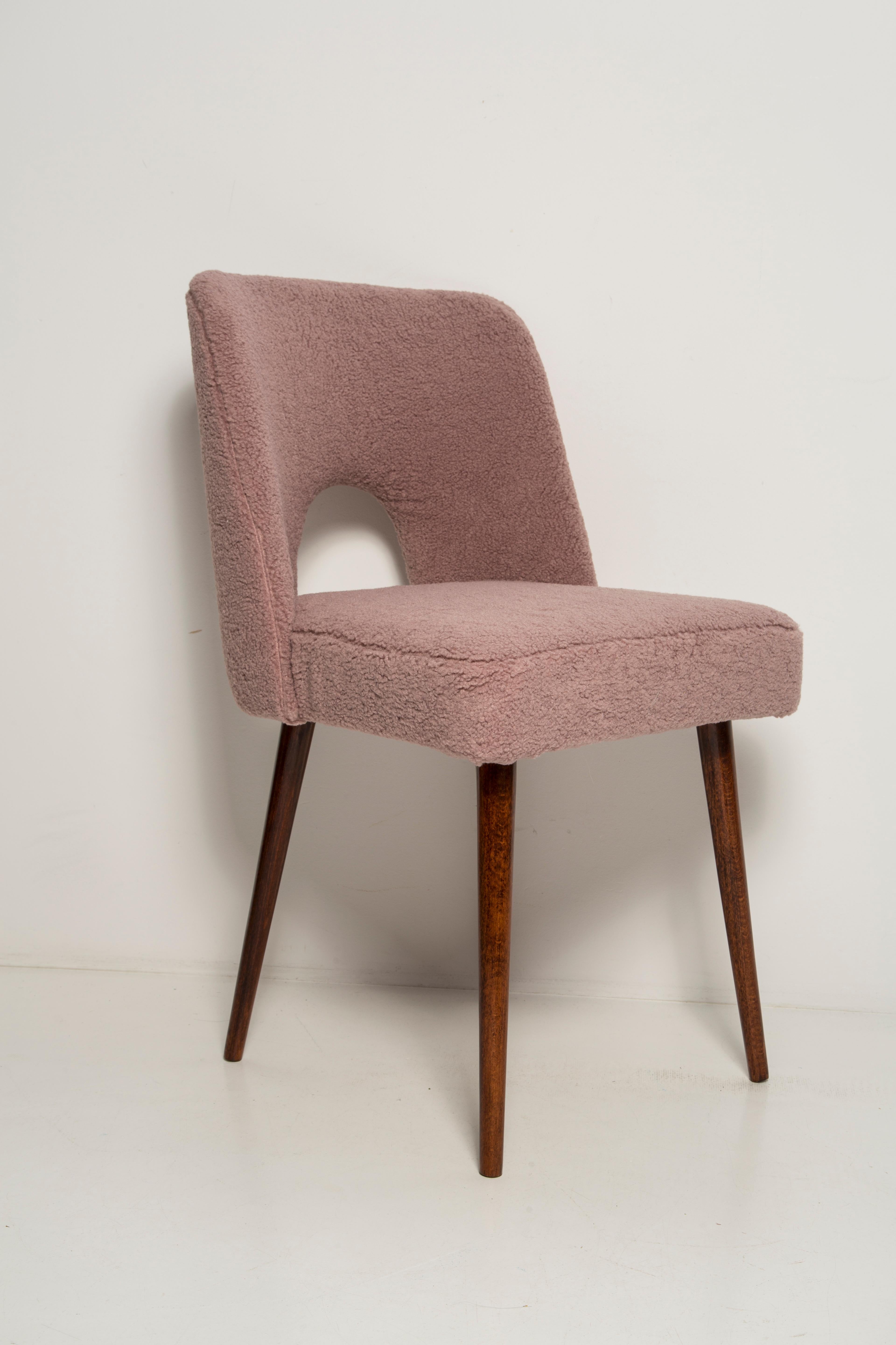 20th Century Set of Eight Pink Boucle 'Shell' Chairs, Europe, 1960s For Sale