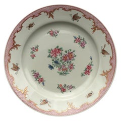 Set of Eight Pink Famille Rose Chinese Export Style Luncheon Plates
