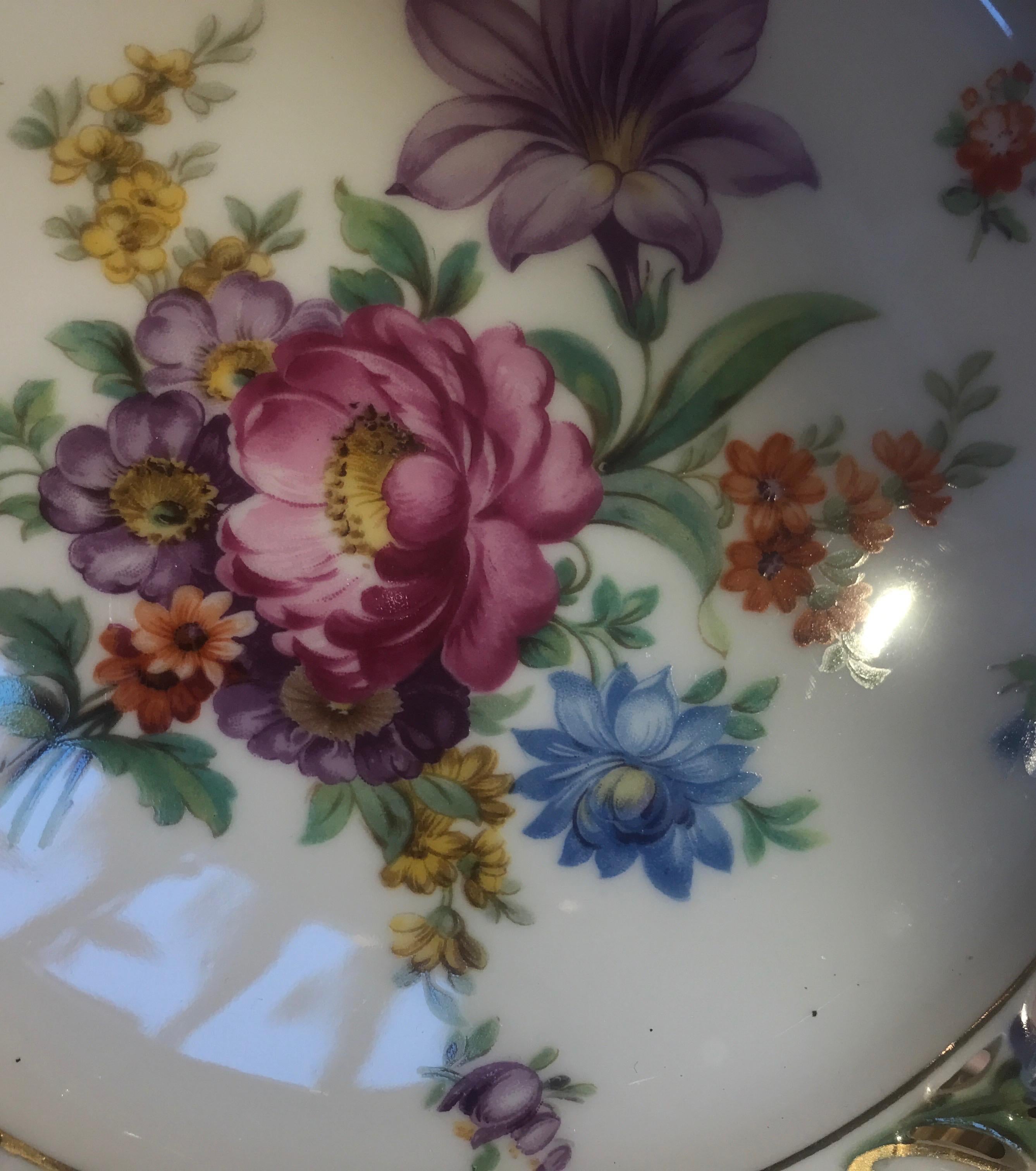 Set of Eight Porcelain Reticulated Luncheon Plates In Excellent Condition In Lambertville, NJ