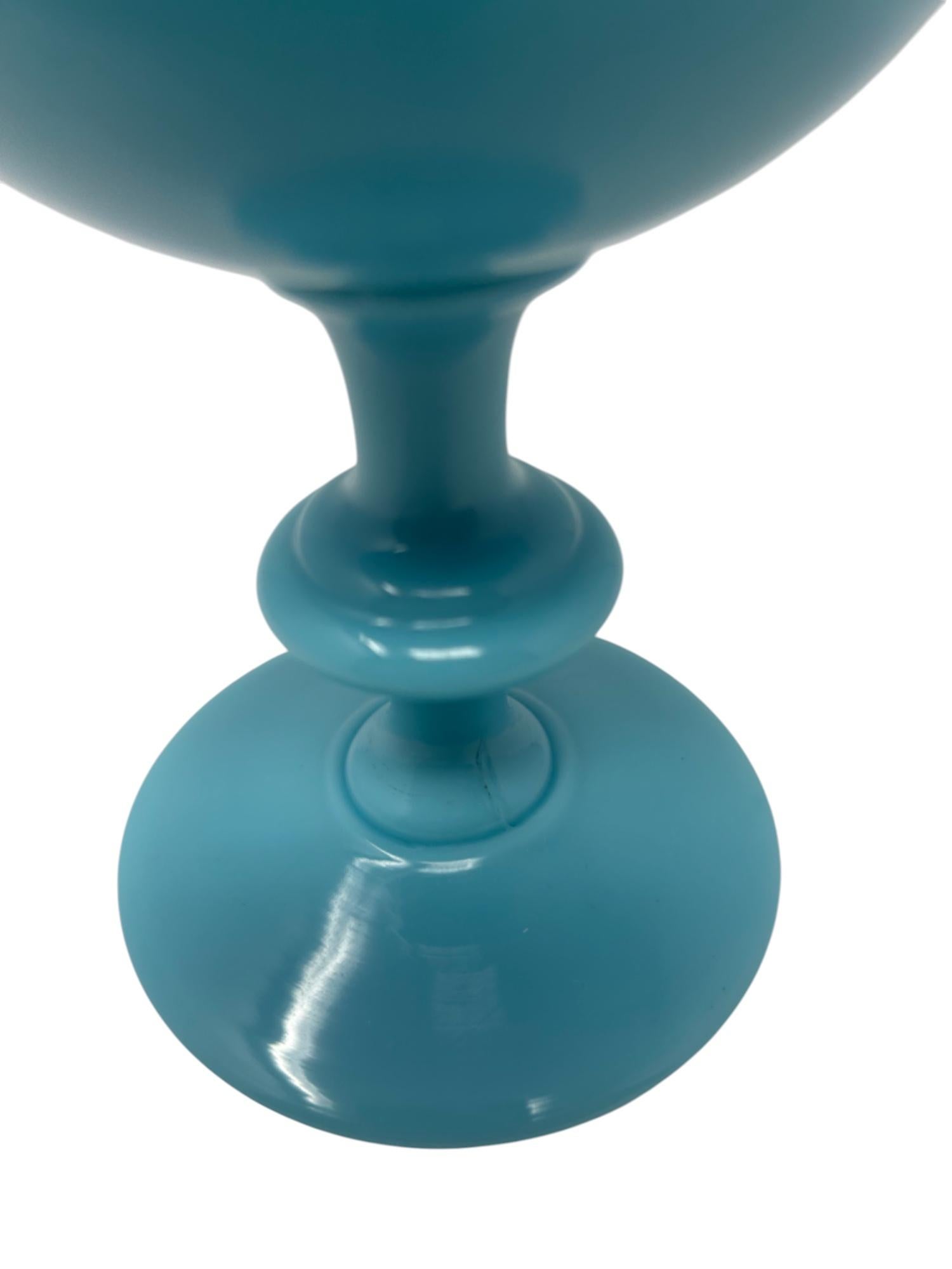 Set of Eight Portieux Vallerysthal Turquoise Blue Opaline Wine or Water Goblets For Sale 4