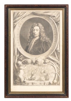 Conjunto de ocho retratos grabados según Kneller.