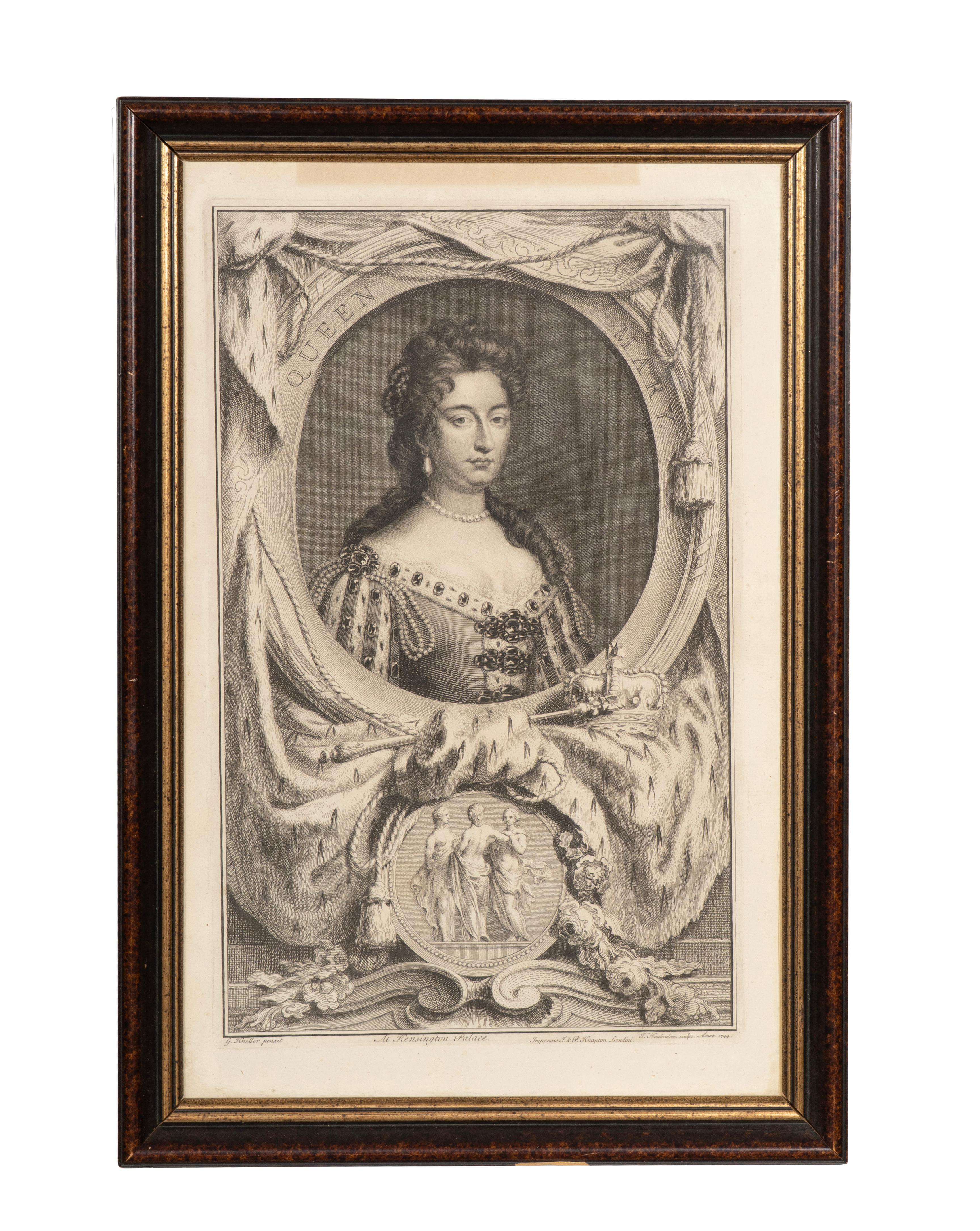 Anglais Ensemble de huit gravures de portraits d'après Kneller. en vente